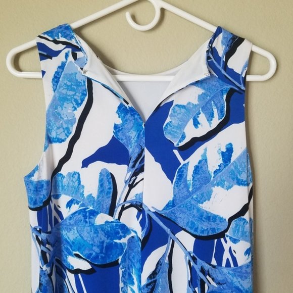 Anne Klein- Blue Floral Dress (Size 6) - Picture 3 of 7